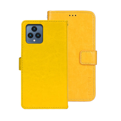 For T-Mobile REVVL 6 5G idewei Crazy Horse Texture Leather Phone Case with Holder(Yellow) - More Brand by idewei | Online Shopping South Africa | PMC Jewellery | Buy Now Pay Later Mobicred