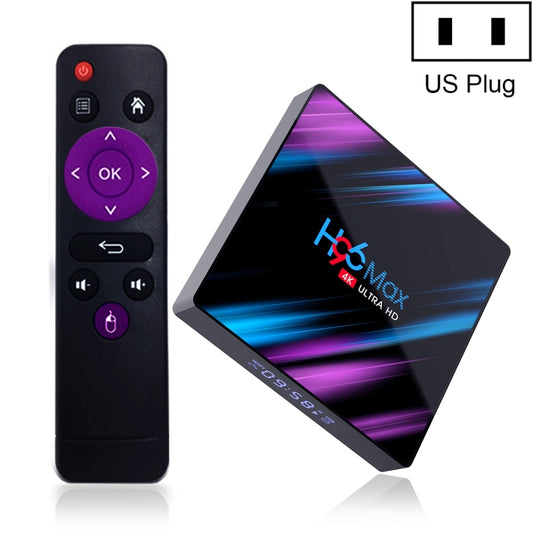 H96 Max-3318 4K Ultra HD Android TV Box with Remote Controller, Android 10.0, RK3318 Quad-Core 64bit Cortex-A53, 4GB+64GB, Support TF Card / USBx2 / AV / Ethernet, Plug Specification:US Plug - RK3318 by PMC Jewellery | Online Shopping South Africa | PMC Jewellery | Buy Now Pay Later Mobicred