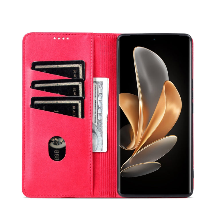 For Honor Magic6 AZNS Magnetic Calf Texture Flip Leather Phone Case(Red) - Honor Cases by AZNS | Online Shopping South Africa | PMC Jewellery | Buy Now Pay Later Mobicred