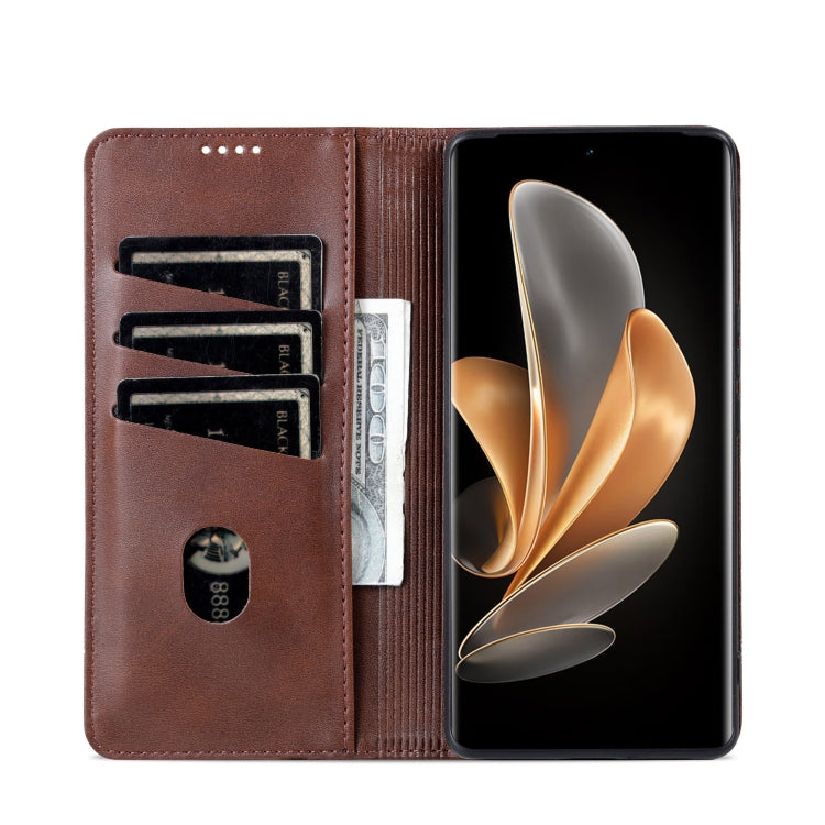 For Honor Magic6 Lite 5G/X9b AZNS Magnetic Calf Texture Flip Leather Phone Case(Dark Brown) - Honor Cases by AZNS | Online Shopping South Africa | PMC Jewellery | Buy Now Pay Later Mobicred