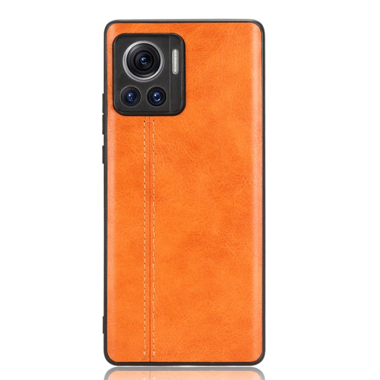 For Motorola Edge 30 Ultra / Moto X30 Pro Sewing Cow Pattern Skin PC + PU + TPU Phone Case(Orange) - Motorola Cases by PMC Jewellery | Online Shopping South Africa | PMC Jewellery