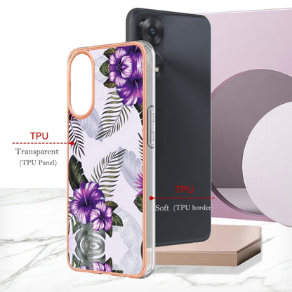 For OPPO Reno8 T 4G Electroplating IMD TPU Phone Case(Purple Flower) - OPPO Cases by PMC Jewellery | Online Shopping South Africa | PMC Jewellery | Buy Now Pay Later Mobicred