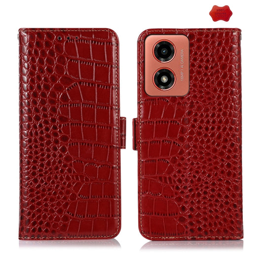 For Motorola Moto G04 / G24 Crocodile Top Layer Cowhide Leather Phone Case(Red) - Motorola Cases by PMC Jewellery | Online Shopping South Africa | PMC Jewellery | Buy Now Pay Later Mobicred