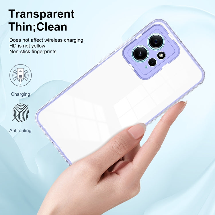 For Xiaomi Redmi Note 12 4G Global 3 in 1 Clear TPU Color PC Frame Phone Case(Purple) - Note 12 Cases by PMC Jewellery | Online Shopping South Africa | PMC Jewellery