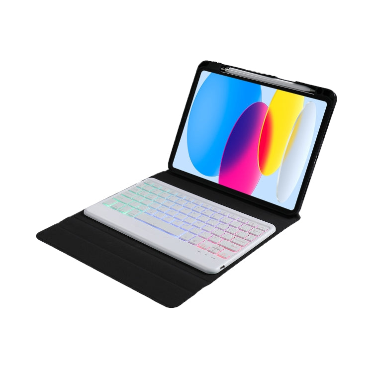 For iPad 10th Gen 10.9 2022 B10S Triangle Holder Three-color Backlight Bluetooth Keyboard Leather Case(Rainbow) - Universal by PMC Jewellery | Online Shopping South Africa | PMC Jewellery