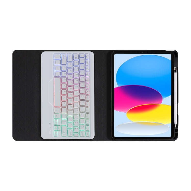 For iPad 10th Gen 10.9 2022 B10S Triangle Holder Three-color Backlight Bluetooth Keyboard Leather Case(Purple) - Universal by PMC TechLife | Online Shopping South Africa | PMC TechLife