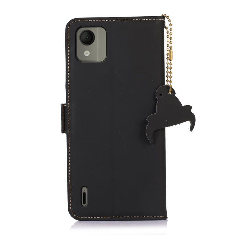 For Nokia C110 Genuine Leather Magnetic RFID Leather Phone Case(Black) - Nokia Cases by PMC TechLife | Online Shopping South Africa | PMC TechLife | Buy Now Pay Later Mobicred