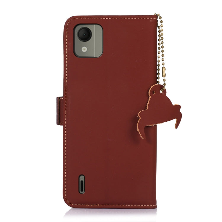 For Nokia C110 Genuine Leather Magnetic RFID Leather Phone Case(Coffee) - Nokia Cases by PMC TechLife | Online Shopping South Africa | PMC TechLife | Buy Now Pay Later Mobicred