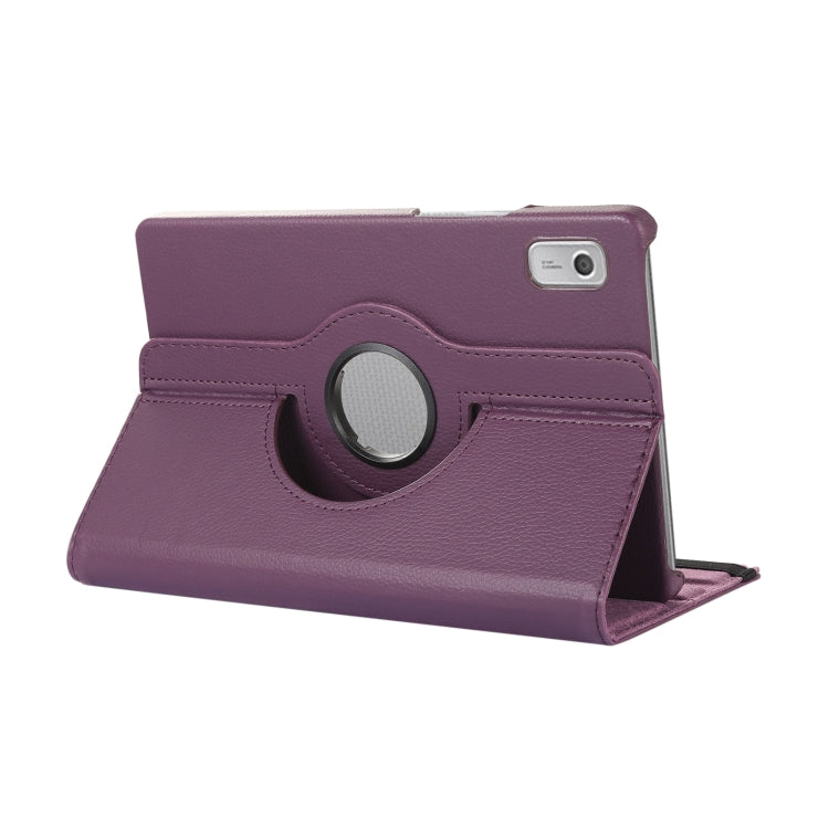 For Lenovo Tab M9 360 Degree Rotation Litchi Texture Tablet Leather Case with Holder(Purple) - Lenovo by PMC Jewellery | Online Shopping South Africa | PMC Jewellery | Buy Now Pay Later Mobicred