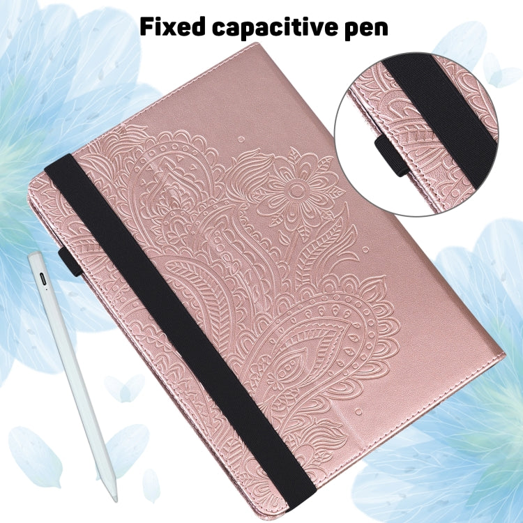 For Samsung Galaxy Tab S9 / S9 FE Peacock Embossed Pattern Leather Tablet Case(Rose Gold) - Galaxy Tab S9 Cases by PMC Jewellery | Online Shopping South Africa | PMC Jewellery | Buy Now Pay Later Mobicred