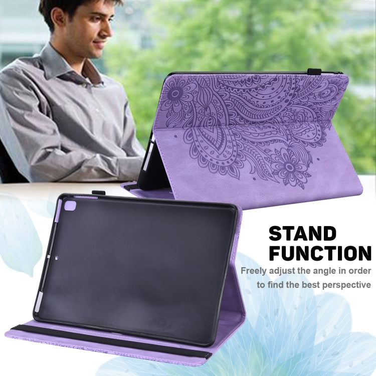 For Samsung Galaxy Tab S9 / S9 FE Peacock Embossed Pattern Leather Tablet Case(Purple) - Galaxy Tab S9 Cases by PMC Jewellery | Online Shopping South Africa | PMC Jewellery | Buy Now Pay Later Mobicred