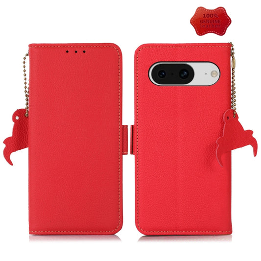 For Google Pixel 8 Side-Magnetic TJ Genuine Leather RFID Phone Case(Red) - Google Cases by PMC Jewellery | Online Shopping South Africa | PMC Jewellery | Buy Now Pay Later Mobicred