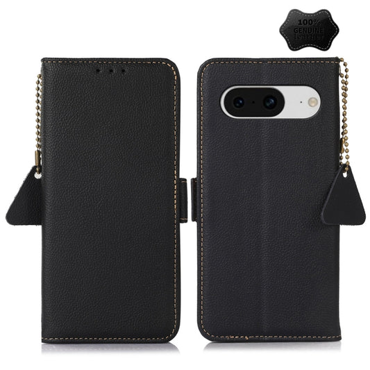 For Google Pixel 8 Side-Magnetic TJ Genuine Leather RFID Phone Case(Black) - Google Cases by PMC Jewellery | Online Shopping South Africa | PMC Jewellery | Buy Now Pay Later Mobicred