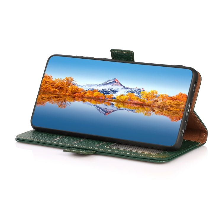 For Google Pixel 8 Pro KHAZNEH Side-Magnetic Litchi Genuine Leather RFID Phone Case(Green) - Google Cases by PMC TechLife | Online Shopping South Africa | PMC TechLife | Buy Now Pay Later Mobicred