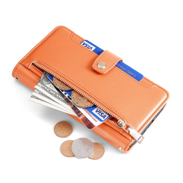 For Infinix Zero 20 Sheep Texture Cross-body Zipper Wallet Leather Phone Case(Orange) - Infinix Cases by PMC TechLife | Online Shopping South Africa | PMC TechLife | Buy Now Pay Later Mobicred