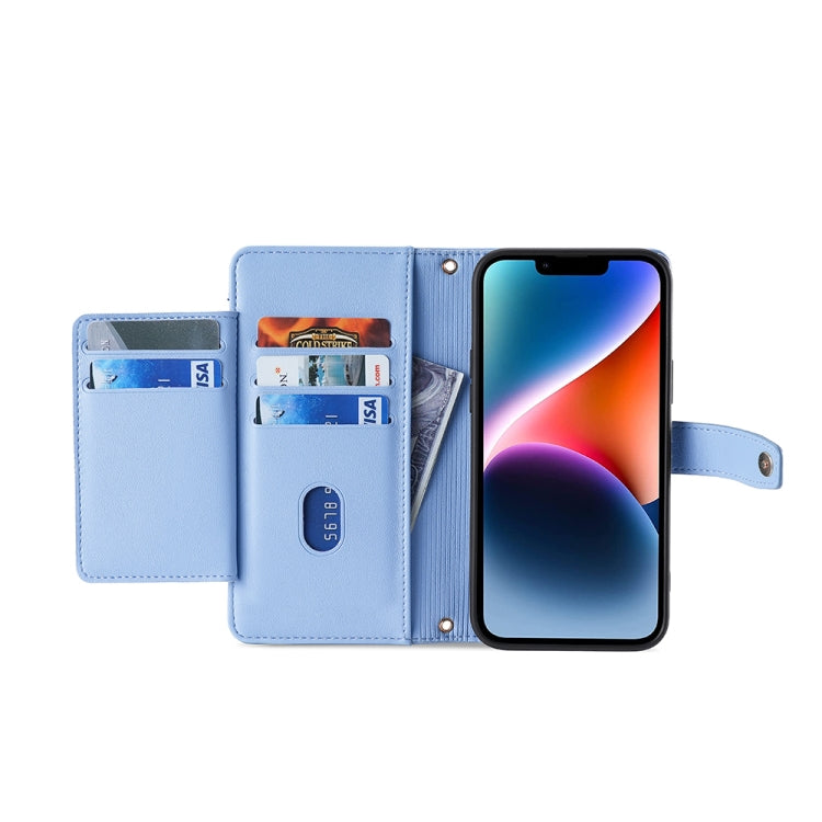 For Tecno Camon 19 / 19 Pro Sheep Texture Cross-body Zipper Wallet Leather Phone Case(Blue) - Tecno Cases by PMC TechLife | Online Shopping South Africa | PMC TechLife | Buy Now Pay Later Mobicred