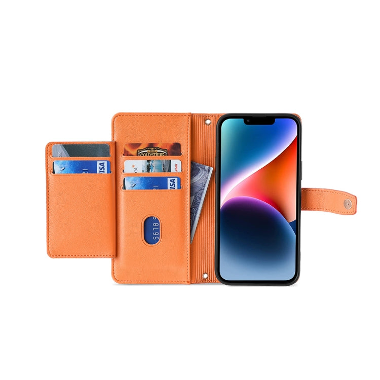 For Tecno Pop 6 Pro Sheep Texture Cross-body Zipper Wallet Leather Phone Case(Orange) - Tecno Cases by PMC TechLife | Online Shopping South Africa | PMC TechLife | Buy Now Pay Later Mobicred