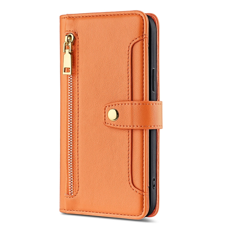For Honor Magic5 Sheep Texture Cross-body Zipper Wallet Leather Phone Case(Orange) - Honor Cases by PMC TechLife | Online Shopping South Africa | PMC TechLife | Buy Now Pay Later Mobicred