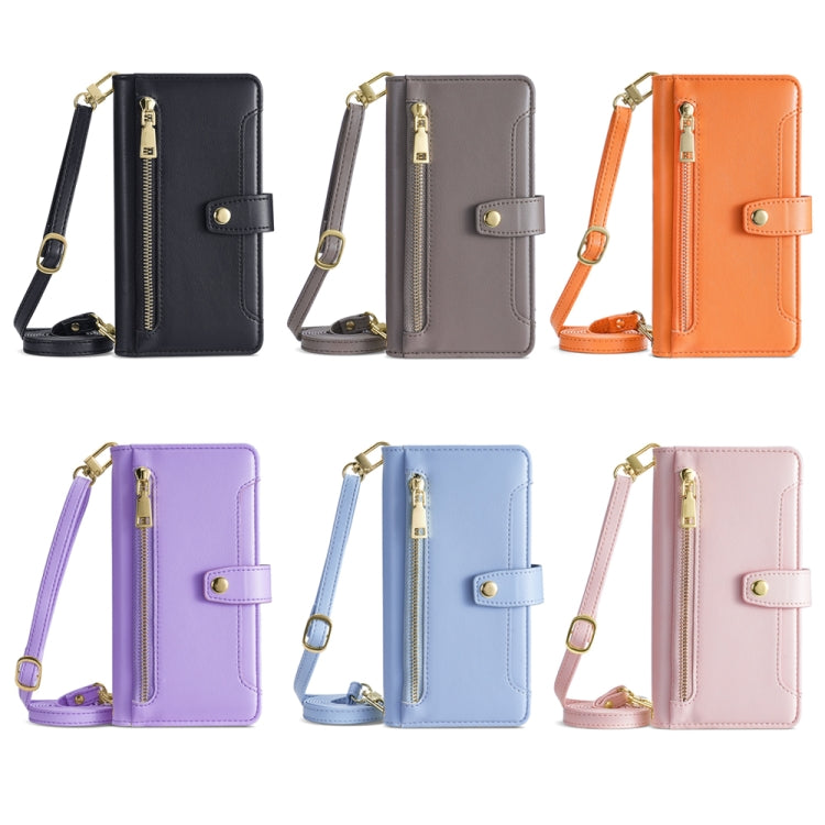 For Honor X40 Sheep Texture Cross-body Zipper Wallet Leather Phone Case(Grey) - Honor Cases by PMC TechLife | Online Shopping South Africa | PMC TechLife | Buy Now Pay Later Mobicred