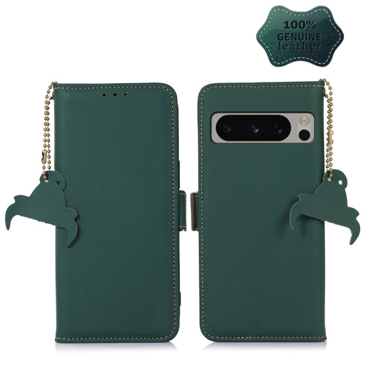 For Google Pixel 8 Pro Genuine Leather Magnetic RFID Leather Phone Case(Green) - Google Cases by PMC Jewellery | Online Shopping South Africa | PMC Jewellery | Buy Now Pay Later Mobicred