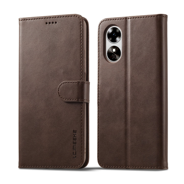 For OPPO A78 5G Global LC.IMEEKE Calf Texture Horizontal Flip Leather Case(Brown) - OPPO Cases by LC.IMEEKE | Online Shopping South Africa | PMC Jewellery
