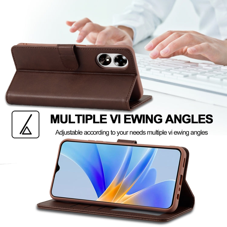 For OPPO A78 5G Global LC.IMEEKE Calf Texture Horizontal Flip Leather Case(Brown) - OPPO Cases by LC.IMEEKE | Online Shopping South Africa | PMC Jewellery