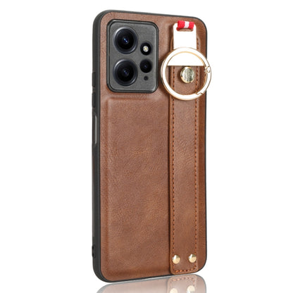 For Redmi Note 12 4G Global Wristband Leather Back Phone Case(Brown) - Note 12 Cases by PMC Jewellery | Online Shopping South Africa | PMC Jewellery | Buy Now Pay Later Mobicred