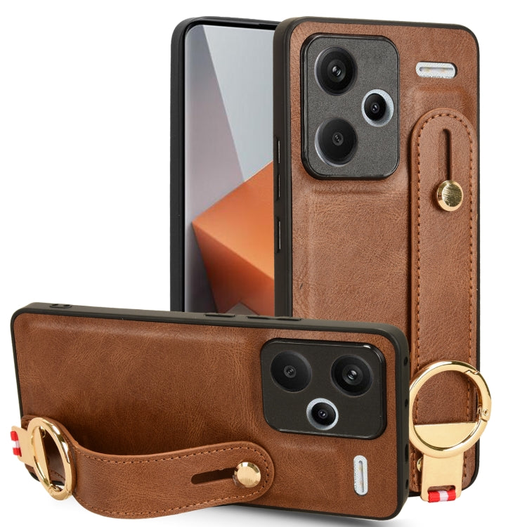 For Xiaomi Redmi Note 13 Pro+ Wristband Leather Back Phone Case(Brown) - Note 13 Pro+ Cases by PMC Jewellery | Online Shopping South Africa | PMC Jewellery | Buy Now Pay Later Mobicred