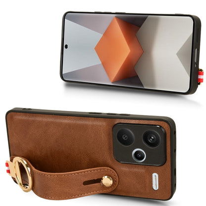 For Xiaomi Redmi Note 13 Pro+ Wristband Leather Back Phone Case(Brown) - Note 13 Pro+ Cases by PMC Jewellery | Online Shopping South Africa | PMC Jewellery | Buy Now Pay Later Mobicred