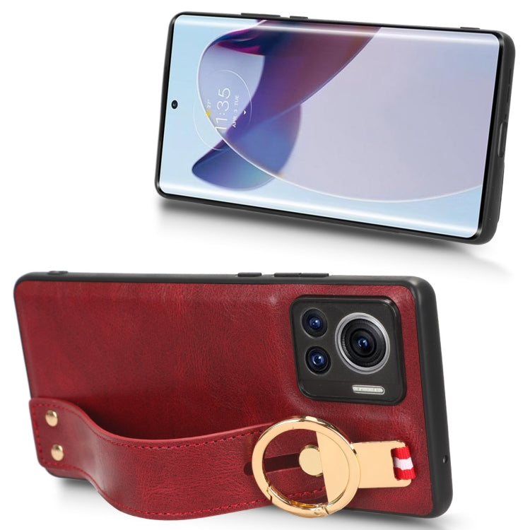 For Motorola Edge 30 Ultra Wristband Leather Back Phone Case(Red) - Motorola Cases by PMC Jewellery | Online Shopping South Africa | PMC Jewellery