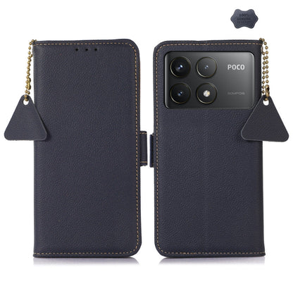 For Xiaomi Redmi K70 Pro Side-Magnetic TJ Genuine Leather RFID Phone Case(Blue) - K70 Pro Cases by PMC Jewellery | Online Shopping South Africa | PMC Jewellery | Buy Now Pay Later Mobicred