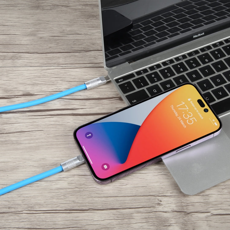 Mech Series 120W USB-C / Type-C to 8 Pin Metal Plug Silicone Fast Charging Data Cable, Length: 1.2m(Blue) - 2 in 1 Cable by PMC Jewellery | Online Shopping South Africa | PMC Jewellery | Buy Now Pay Later Mobicred