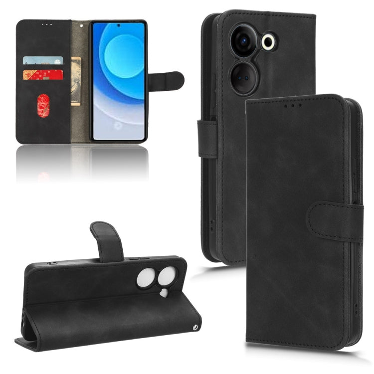 For TECNO Camon 20 Pro Skin Feel Magnetic Flip Leather Phone Case(Black) - Tecno Cases by PMC Jewellery | Online Shopping South Africa | PMC Jewellery | Buy Now Pay Later Mobicred