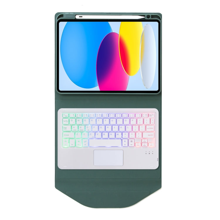 Z10B-AS For iPad 10th Gen 10.9 2022 Pen Slot Touchpad Backlight Bluetooth Keyboard Leather Tablet Case(Green) - Universal by PMC Jewellery | Online Shopping South Africa | PMC Jewellery