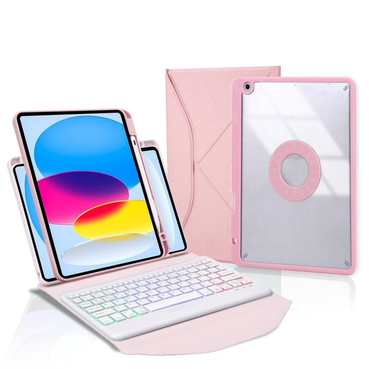 Z10BS For iPad 10th Gen 10.9 2022 Pen Slot Backlight Bluetooth Keyboard Leather Tablet Case(Pink) - Universal by PMC Jewellery | Online Shopping South Africa | PMC Jewellery