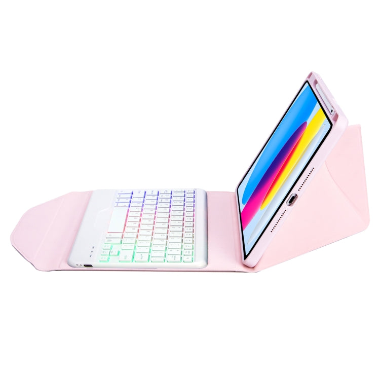 Z10BS For iPad 10th Gen 10.9 2022 Pen Slot Backlight Bluetooth Keyboard Leather Tablet Case(Pink) - Universal by PMC Jewellery | Online Shopping South Africa | PMC Jewellery