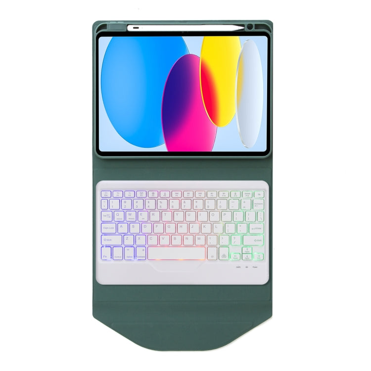 Z10BS For iPad 10th Gen 10.9 2022 Pen Slot Backlight Bluetooth Keyboard Leather Tablet Case(Green) - Universal by PMC Jewellery | Online Shopping South Africa | PMC Jewellery