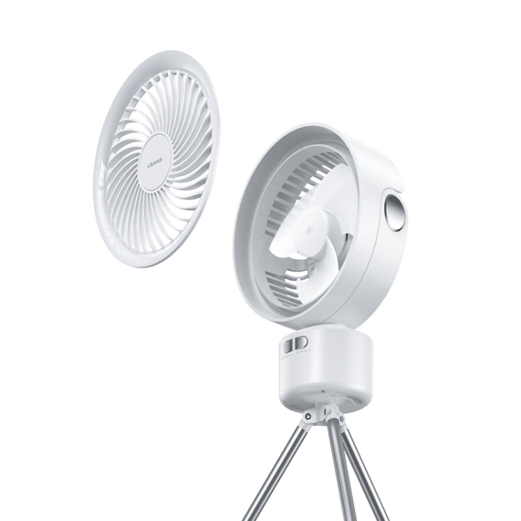 USAMS US-ZB258 Multi-functional Outdoor Shaking Head Silent Fan with Adjustable Light(White) - Electric Fans by USAMS | Online Shopping South Africa | PMC Jewellery | Buy Now Pay Later Mobicred