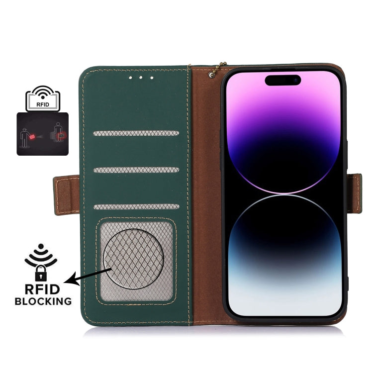 For Samsung Galaxy S24 Ultra 5G Genuine Leather Magnetic RFID Leather Phone Case(Green) - Galaxy S24 Ultra 5G Cases by PMC Jewellery | Online Shopping South Africa | PMC Jewellery | Buy Now Pay Later Mobicred