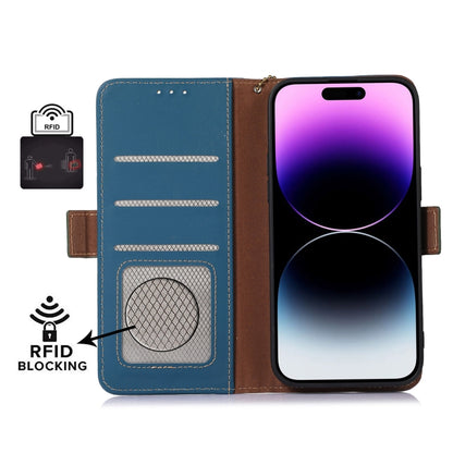 For Samsung Galaxy S24+ 5G Genuine Leather Magnetic RFID Leather Phone Case(Blue) - Galaxy S24+ 5G Cases by PMC Jewellery | Online Shopping South Africa | PMC Jewellery | Buy Now Pay Later Mobicred