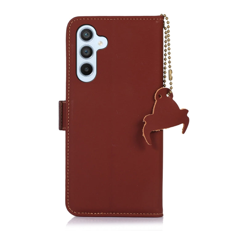 For Samsung Galaxy S24 5G Genuine Leather Magnetic RFID Leather Phone Case(Coffee) - Galaxy S24 5G Cases by PMC Jewellery | Online Shopping South Africa | PMC Jewellery | Buy Now Pay Later Mobicred