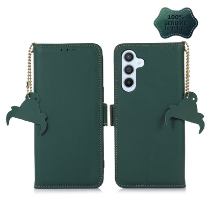 For Samsung Galaxy S24 5G Genuine Leather Magnetic RFID Leather Phone Case(Green) - Galaxy S24 5G Cases by PMC Jewellery | Online Shopping South Africa | PMC Jewellery | Buy Now Pay Later Mobicred