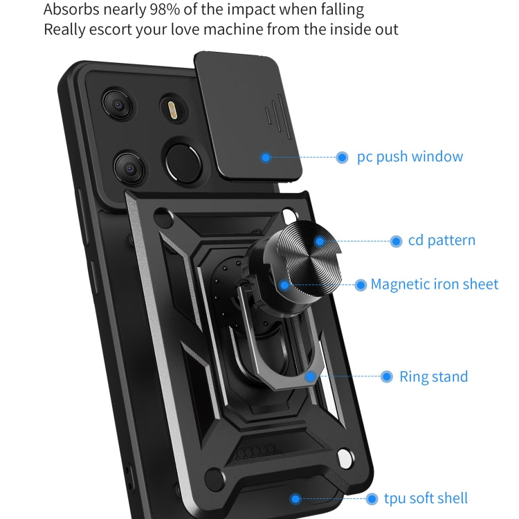 For Tecno Pop 7 Pro / Spark Go 2023 Sliding Camera Cover Design TPU+PC Protective Case(Black) - Tecno Cases by PMC Jewellery | Online Shopping South Africa | PMC Jewellery