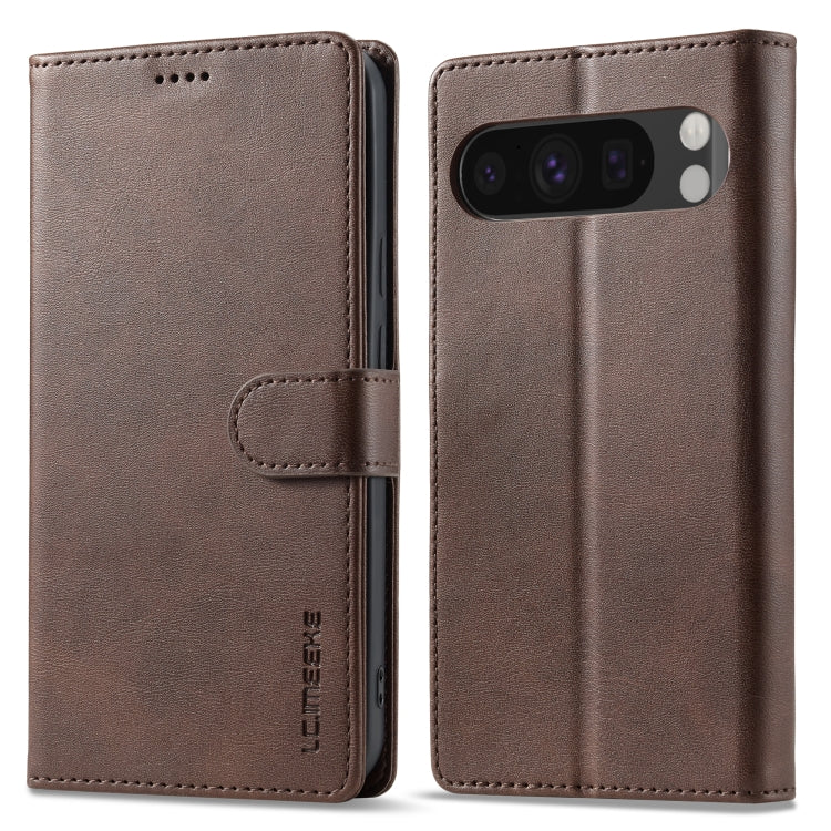 For Google Pixel 9 Pro XL LC.IMEEKE Calf Texture Flip Leather Phone Case(Brown) - Google Cases by LC.IMEEKE | Online Shopping South Africa | PMC Jewellery | Buy Now Pay Later Mobicred