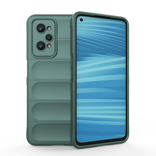 For Realme GT2 Magic Shield TPU + Flannel Phone Case(Dark Green) - Realme Cases by PMC Jewellery | Online Shopping South Africa | PMC Jewellery | Buy Now Pay Later Mobicred