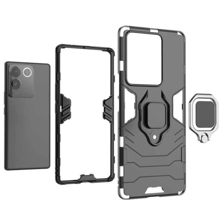 For vivo S17e Magnetic Ring Holder PC + TPU Phone Case(Black) - vivo Cases by PMC TechLife | Online Shopping South Africa | PMC TechLife