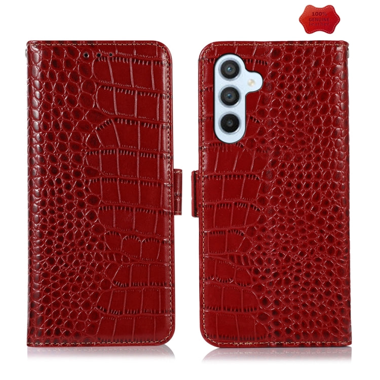 For Samsung Galaxy S24 Crocodile Top Layer Cowhide Leather Phone Case(Red) - Galaxy Phone Cases by PMC Jewellery | Online Shopping South Africa | PMC Jewellery | Buy Now Pay Later Mobicred