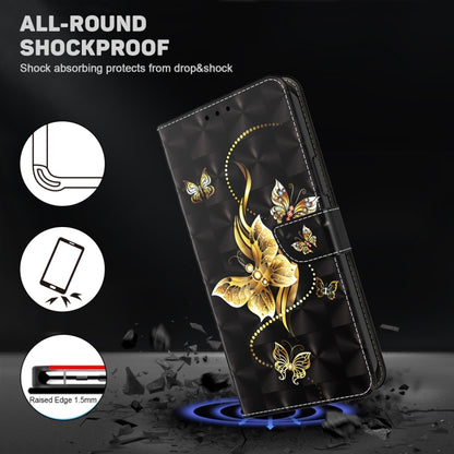 For Xiaomi Redmi Note 13 4G 3D Painted Pattern Leather Phone Case(Golden Butterfly) - Note 13 Cases by PMC Jewellery | Online Shopping South Africa | PMC Jewellery | Buy Now Pay Later Mobicred