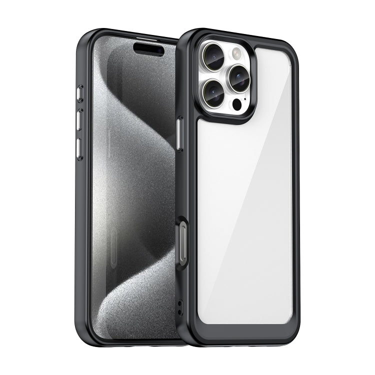 For iPhone 16 Pro Max Colorful Series Acrylic + TPU Phone Case(Black) - iPhone 16 Pro Max Cases by PMC TechLife | Online Shopping South Africa | PMC TechLife | Buy Now Pay Later Mobicred