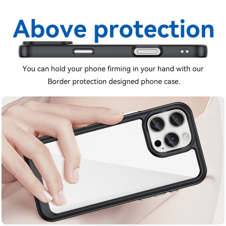 For iPhone 16 Pro Max Colorful Series Acrylic + TPU Phone Case(Black) - iPhone 16 Pro Max Cases by PMC TechLife | Online Shopping South Africa | PMC TechLife | Buy Now Pay Later Mobicred